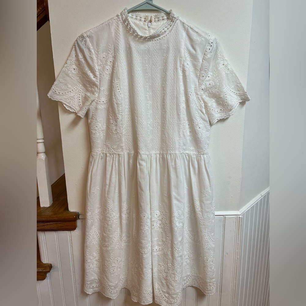 Anthropologie white lace and crochet dress